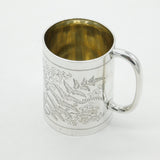 Victorian Sterling Silver Christening Mug Cup 'Sheila' Floral 1887 London Antiqu