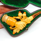 Victorian Meerschaum Block Amber Hand Holding Acorns Novelty Pipe Antique c1860