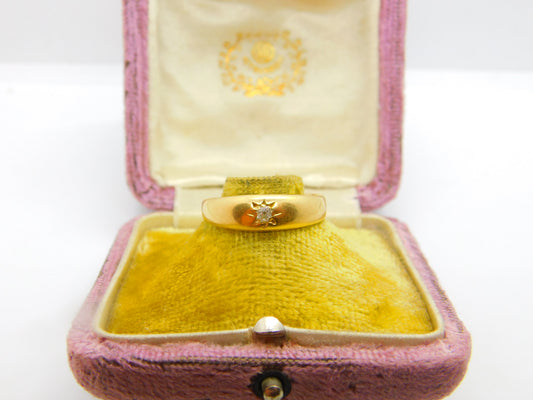 Victorian 18ct Yellow Gold & 0.1ct Diamond Gypsy Ring c1880 Antique