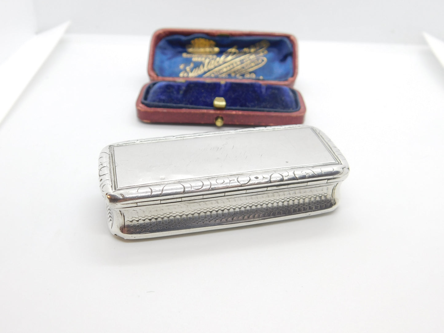 Georgian Sterling Silver Floral Pattern Snuff Box 1822 Birmingham Antique