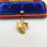 9ct Yellow Gold Swan Charm or Pendant Vintage 1975 Birmingham