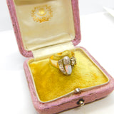 18ct Gold, Platinum, Palladium Set Cabochon Opal & Diamond Dress Ring Antique