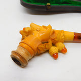 Victorian Meerschaum Block Amber Hand Holding Acorns Novelty Pipe Antique c1860