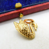 9ct Yellow Gold Swan Charm or Pendant Vintage 1975 Birmingham