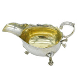 George II Sterling Silver Crested Sauce Boat Antique 1748 London