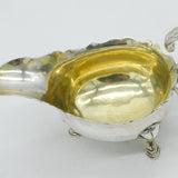 George II Sterling Silver Crested Sauce Boat Antique 1748 London