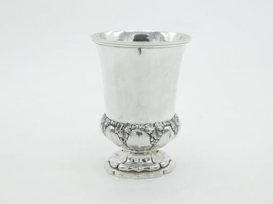 19th Century Russian .84 Silver Floral Wine Chalice Goblet c1890 Antique