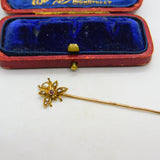 Edwardian 15ct Gold, Seed Pearl & Ruby Set Insect Bug Stick Pin c1910 Antique