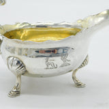George II Sterling Silver Crested Sauce Boat Antique 1748 London