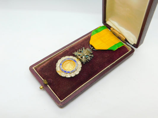 Boxed French 3rd Republic Médaille Militaire Antique c1915 WW1-era