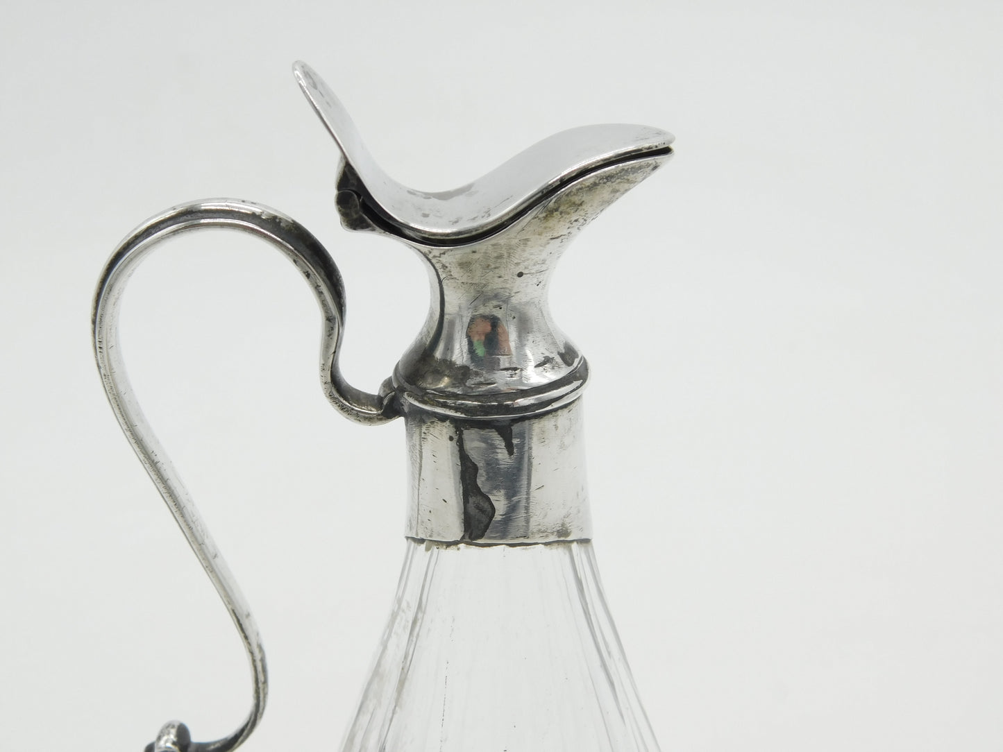 Georgian Sterling Silver Mounted Cut Glass Cruet Sauce Jug 1807 London Antique