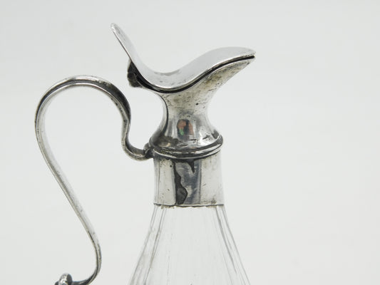 Georgian Sterling Silver Mounted Cut Glass Cruet Sauce Jug 1807 London Antique