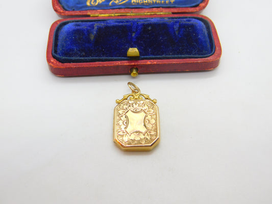 Forget Me Not Double Locket Chester 9ct Gold Pendant Antique Edwardian 1911