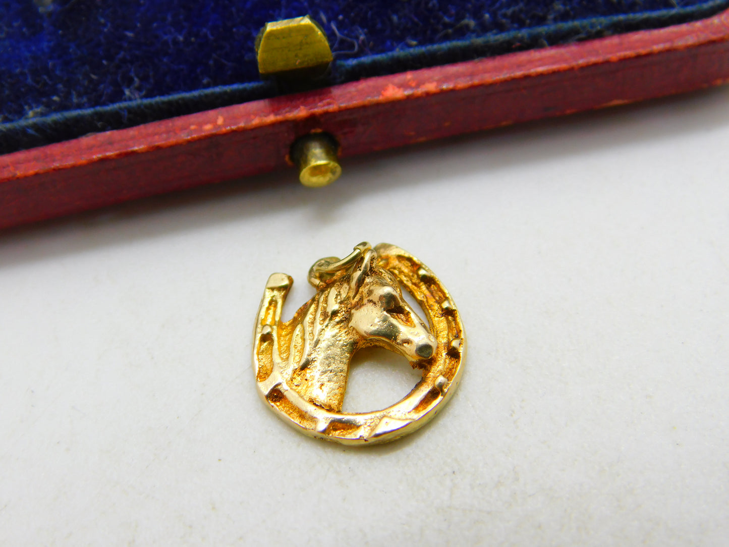 9ct Yellow Gold Good Luck Horse in the Horseshoe Charm 1961 London Vintage