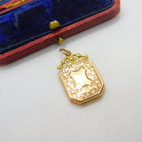 Forget Me Not Double Locket Chester 9ct Gold Pendant Antique Edwardian 1911