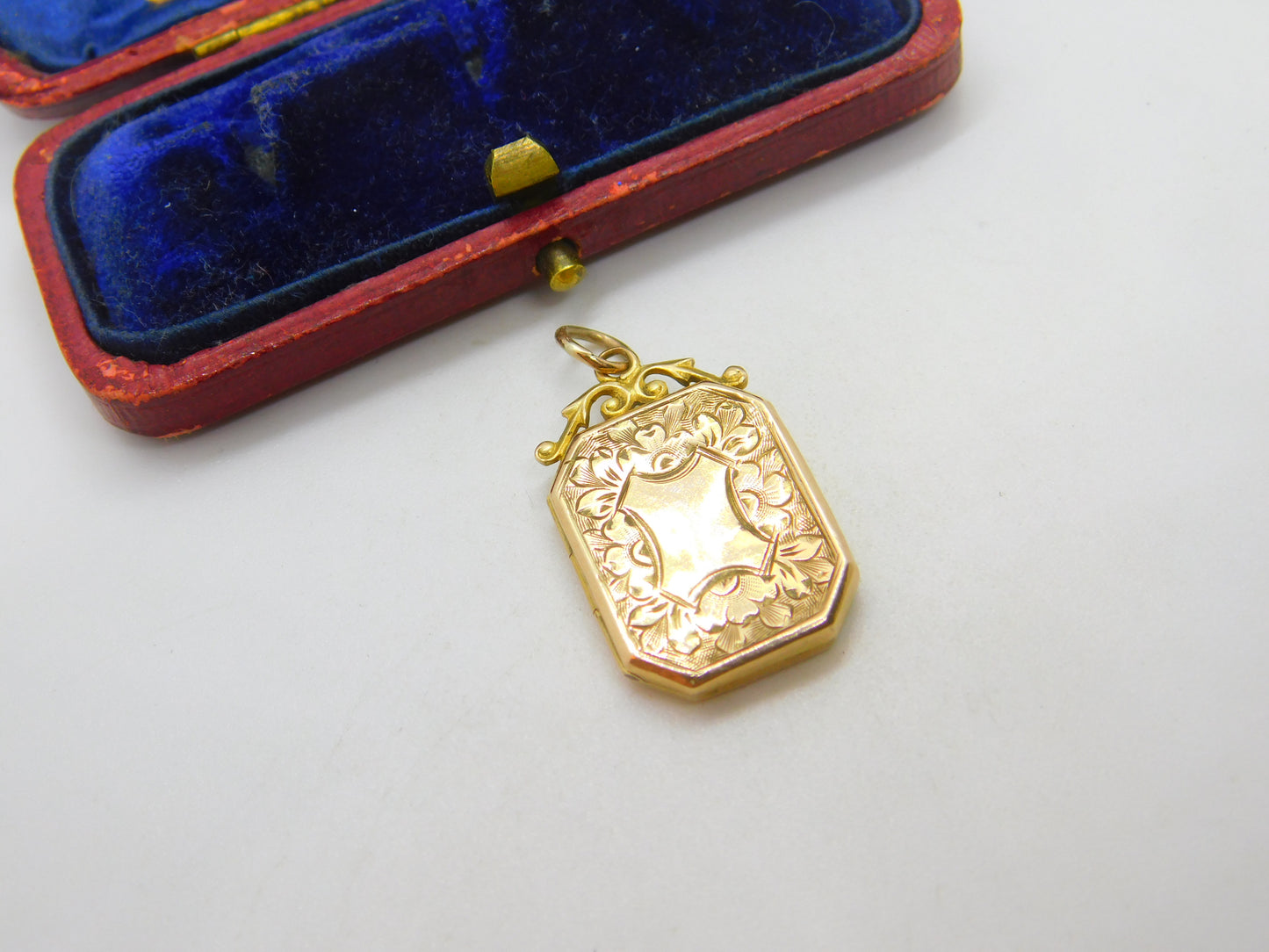 Forget Me Not Double Locket Chester 9ct Gold Pendant Antique Edwardian 1911