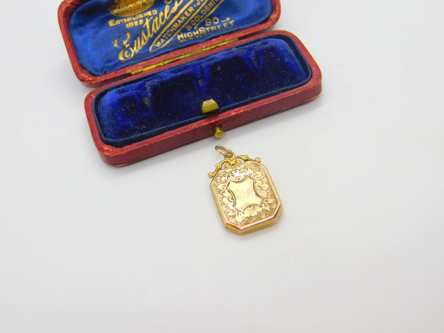 Forget Me Not Double Locket Chester 9ct Gold Pendant Antique Edwardian 1911