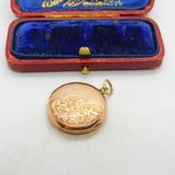9ct Rose Gold Back & Front Floral Double Locket Pendant Antique c1920 Art Deco