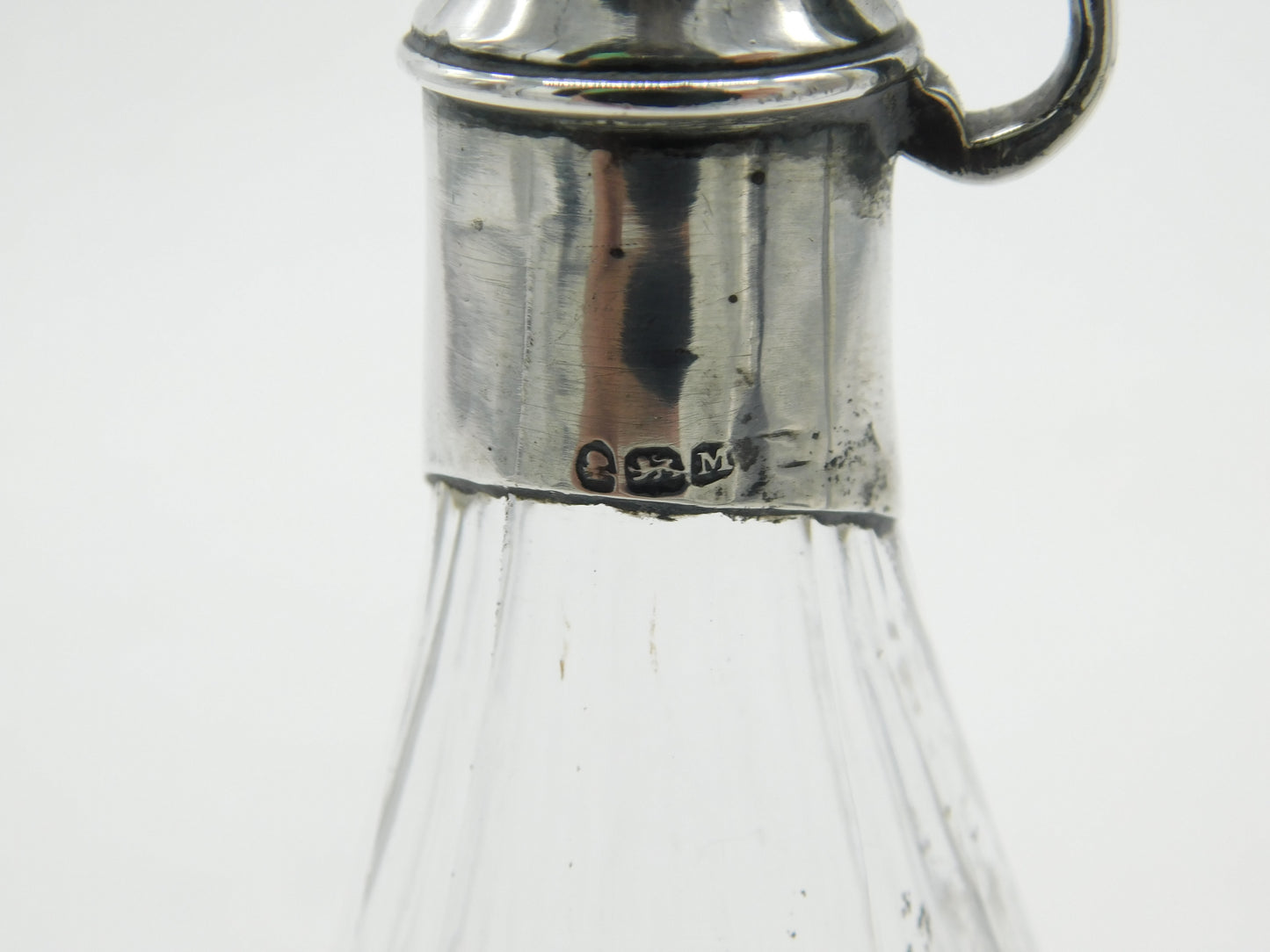 Georgian Sterling Silver Mounted Cut Glass Cruet Sauce Jug 1807 London Antique