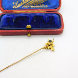 Edwardian 15ct Gold, Seed Pearl & Ruby Set Insect Bug Stick Pin c1910 Antique
