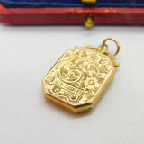 Forget Me Not Double Locket Chester 9ct Gold Pendant Antique Edwardian 1911