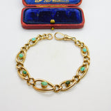 Victorian 9ct Rose Gold Graduating Cabochon Turquoise Bracelet c1890 Antique