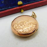 9ct Rose Gold Back & Front Floral Double Locket Pendant Antique c1920 Art Deco