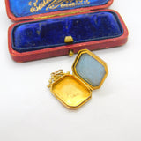 Forget Me Not Double Locket Chester 9ct Gold Pendant Antique Edwardian 1911