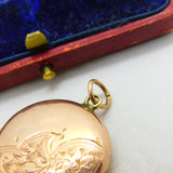 9ct Rose Gold Back & Front Floral Double Locket Pendant Antique c1920 Art Deco
