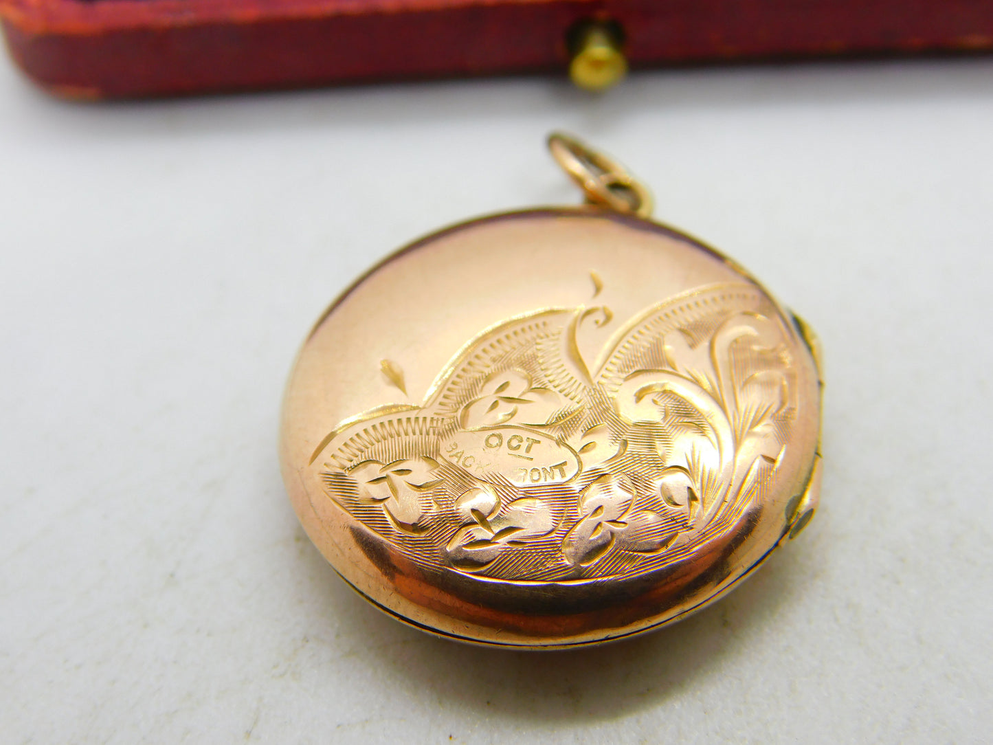 9ct Rose Gold Back & Front Floral Double Locket Pendant Antique c1920 Art Deco