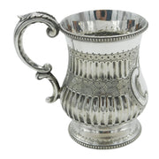 Victorian Silver Plated Floral Pattern Fluted Christening Mug Antique c1890