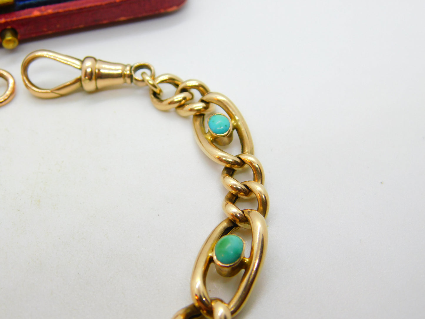 Victorian 9ct Rose Gold Graduating Cabochon Turquoise Bracelet c1890 Antique