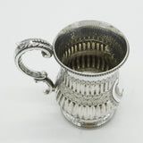 Victorian Silver Plated Floral Pattern Fluted Christening Mug Antique c1890