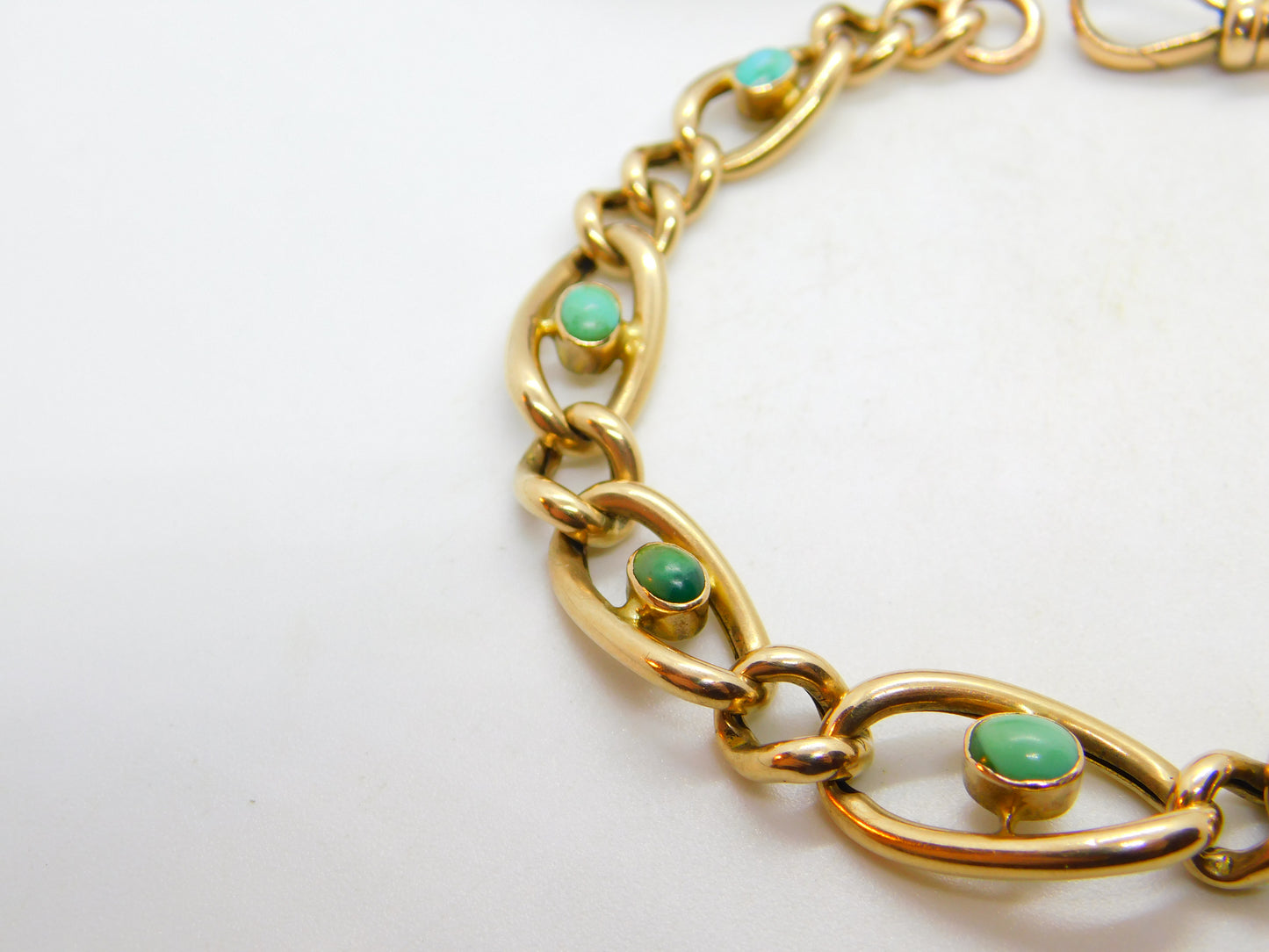 Victorian 9ct Rose Gold Graduating Cabochon Turquoise Bracelet c1890 Antique