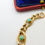Victorian 9ct Rose Gold Graduating Cabochon Turquoise Bracelet c1890 Antique