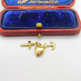 Faith, Hope and Charity 9ct Yellow Gold Charm Pendant Vintage c1970