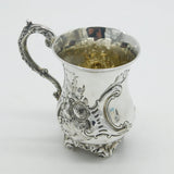 Victorian Sterling Silver Floral Pattern Christening Mug Antique 1862 London