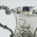 Victorian Sterling Silver Floral Pattern Christening Mug Antique 1862 London