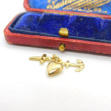 Faith, Hope and Charity 9ct Yellow Gold Charm Pendant Vintage c1970