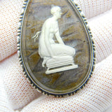 Sterling Silver Morpho Butterfly Ring Kneeling Aphrodite Drop Pendant Antique