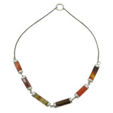 Scottish Victorian Sterling Silver & Agate Set Barrel Form Necklace Antique