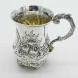 Victorian Sterling Silver Floral Pattern Christening Mug Antique 1862 London