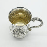 Victorian Sterling Silver Floral Pattern Christening Mug Antique 1862 London