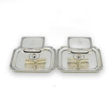 Pair of Sterling Silver Combination Match Box Holders & Ashtrays Antique 1931 Birmingham