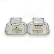 Pair of Sterling Silver Combination Match Box Holders & Ashtrays Antique 1931 Birmingham