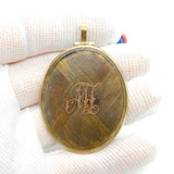 Large Victorian 9ct Gold Woven Hair Set Monogram Mourning Locket c1860 Antique