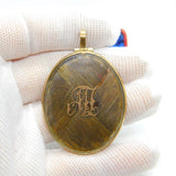 Large Victorian 9ct Gold Woven Hair Set Monogram Mourning Locket c1860 Antique