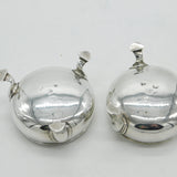George II Pair Sterling Silver Blue Glass Lined Salt Cellars 1748 London Antique