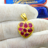 Victorian Indian 22ct Gold Heart Locket with Pave Set Natural Rubies c1880