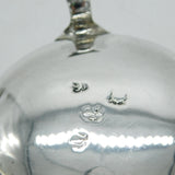 George II Pair Sterling Silver Blue Glass Lined Salt Cellars 1748 London Antique